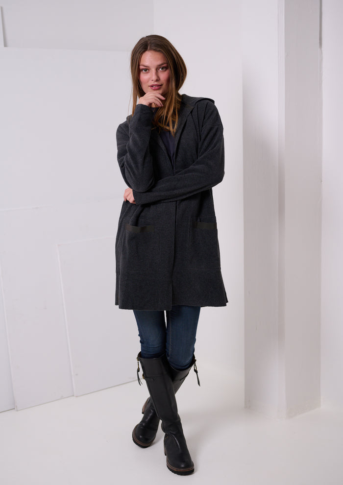 Soft Black Cardigan Jacket with Hood