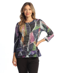 Black Pattern Burnout Top with Tulip Bottom