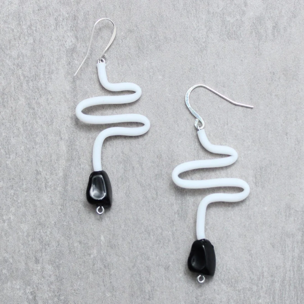 White Olgie Tube Earrings