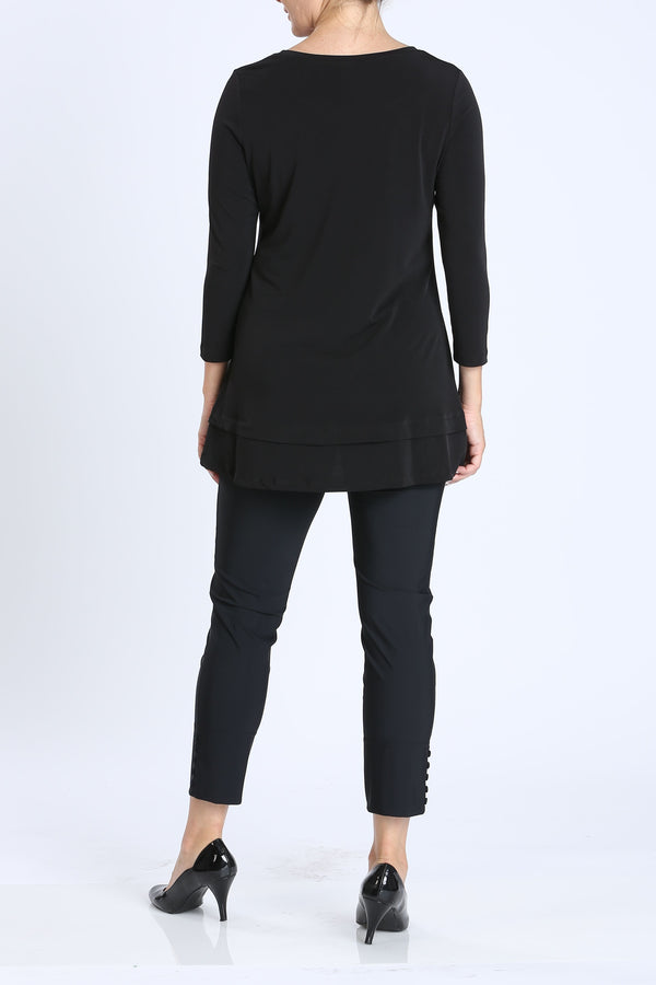 3/4 Sleeve Black High Low Top