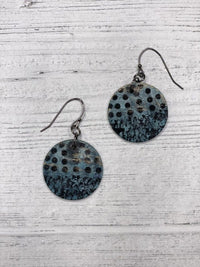 Teal Polka Dot Circle Earrings