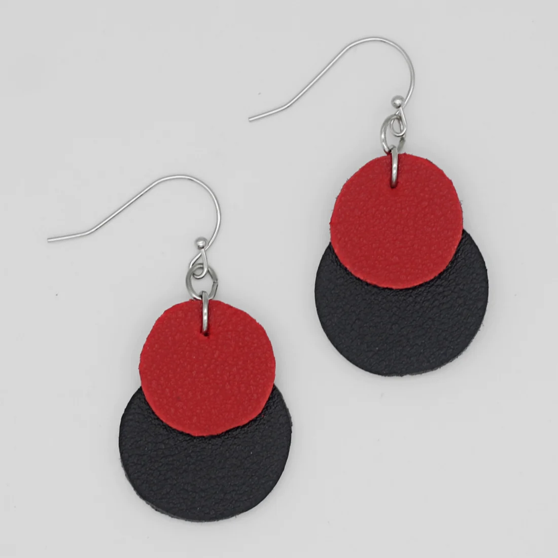 Red and Black Leather Earrings