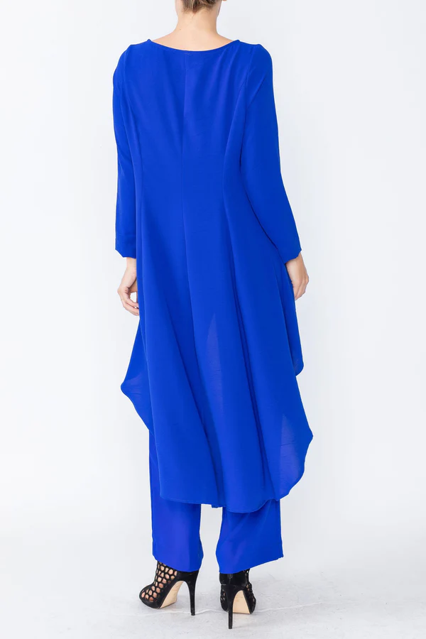 Boat Neck High Low Royal Blue Top