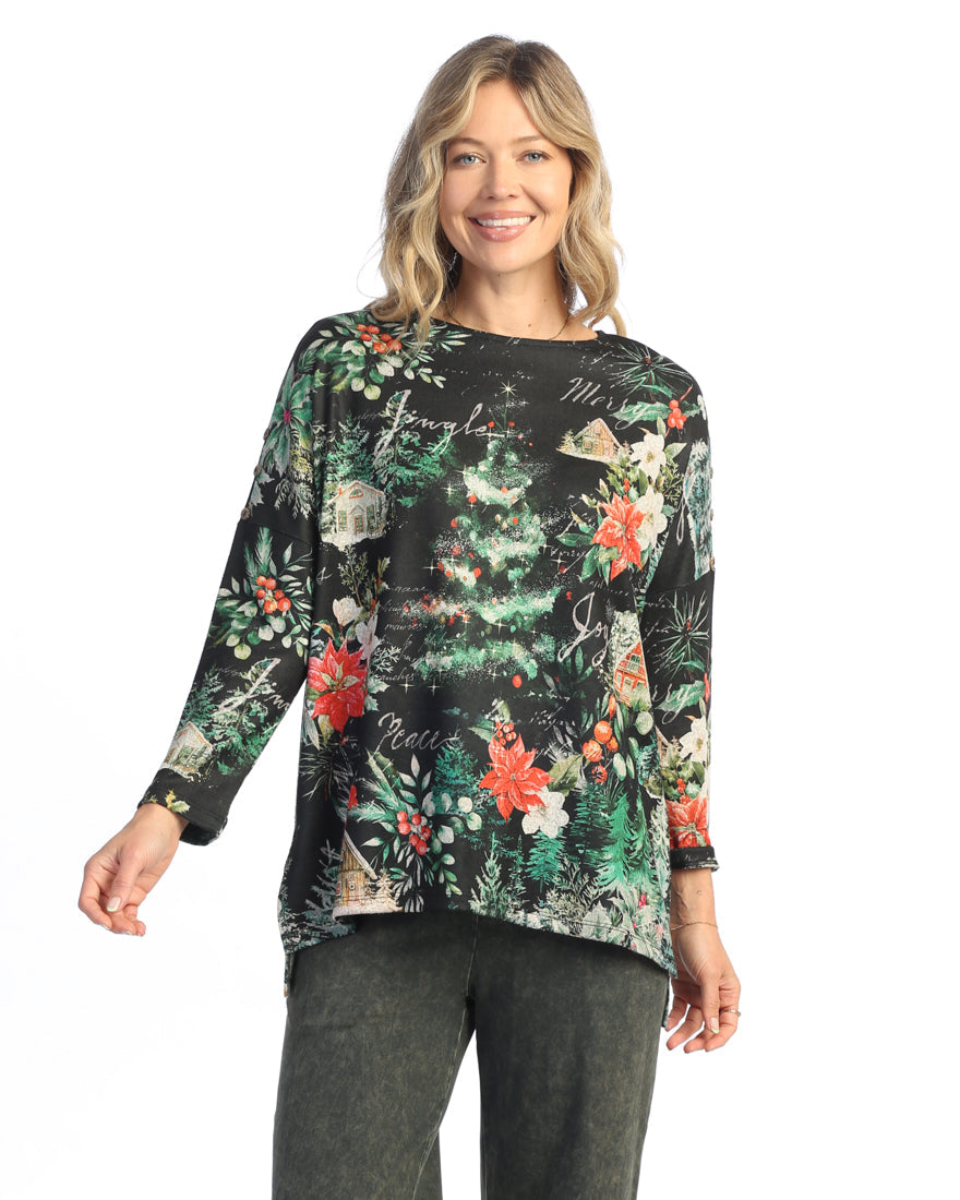 Jingle Joy French Brushed Knit Top with Buttons