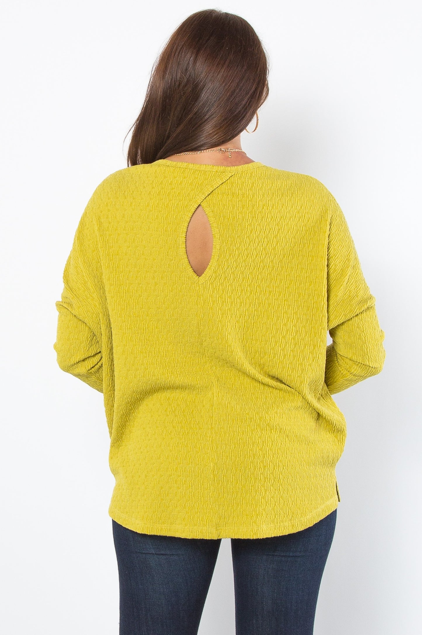 Chartreuse Yellow Keyhole Sweater