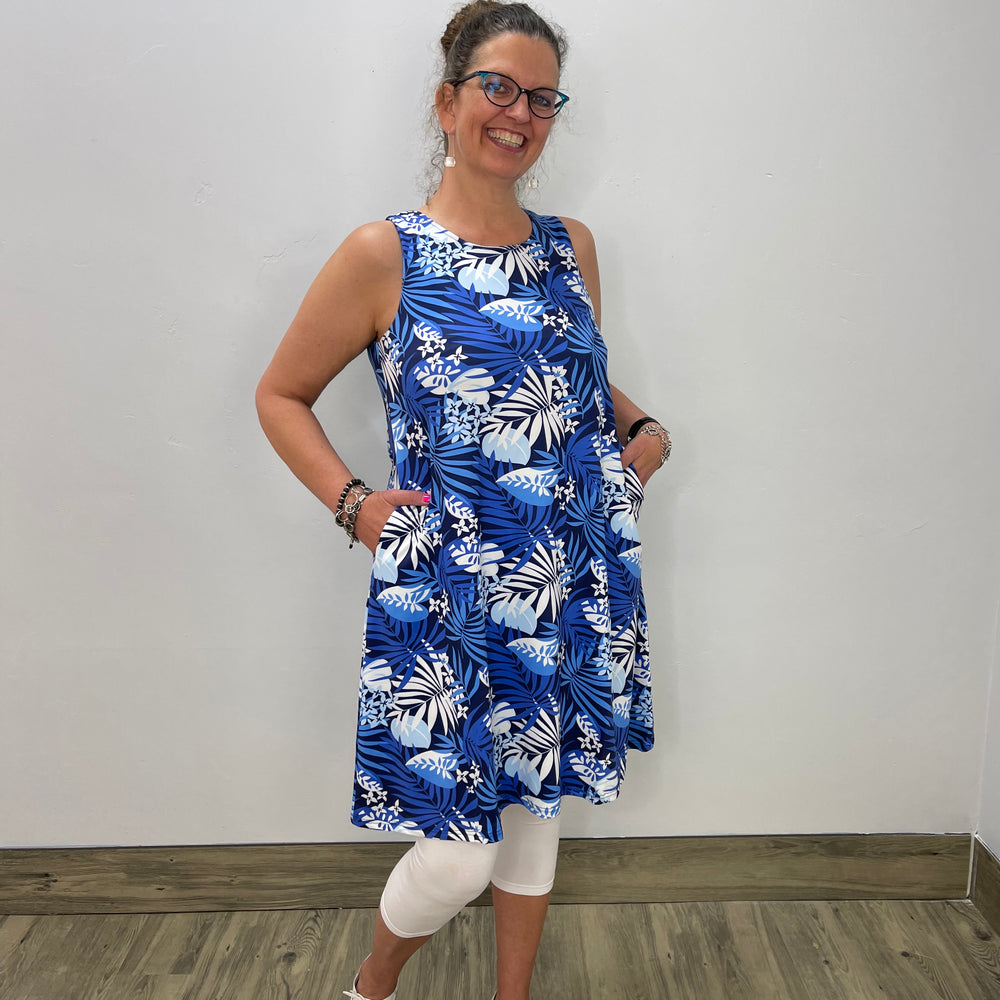 
                  
                    Blue Hawaiian Sleeveless Dress
                  
                