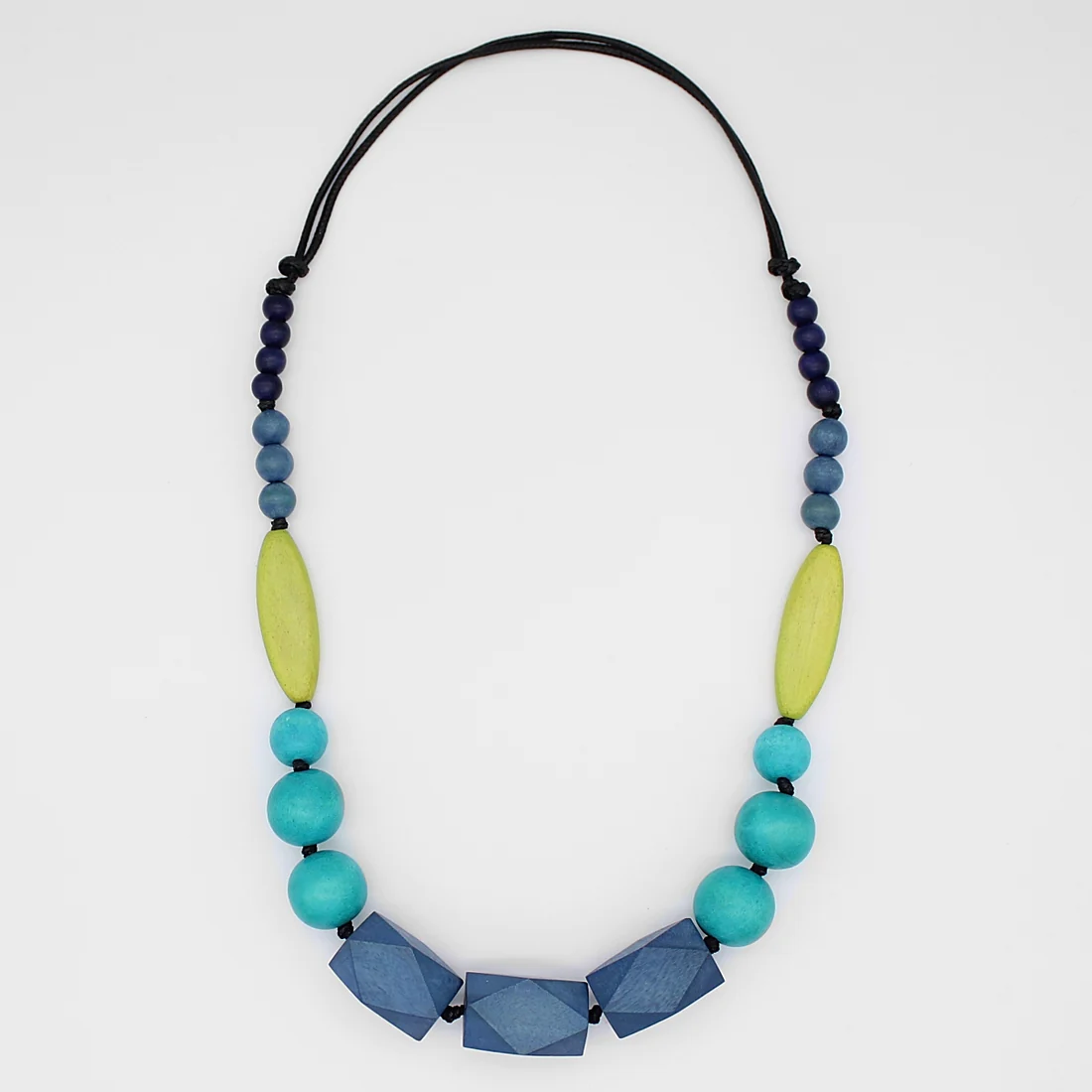 Turquoise and Lime Wood Necklace