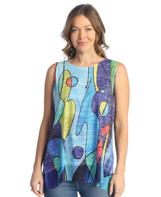 Load image into Gallery viewer, Artisan Burnout Sleeveless Top With Chiffon Contrast
