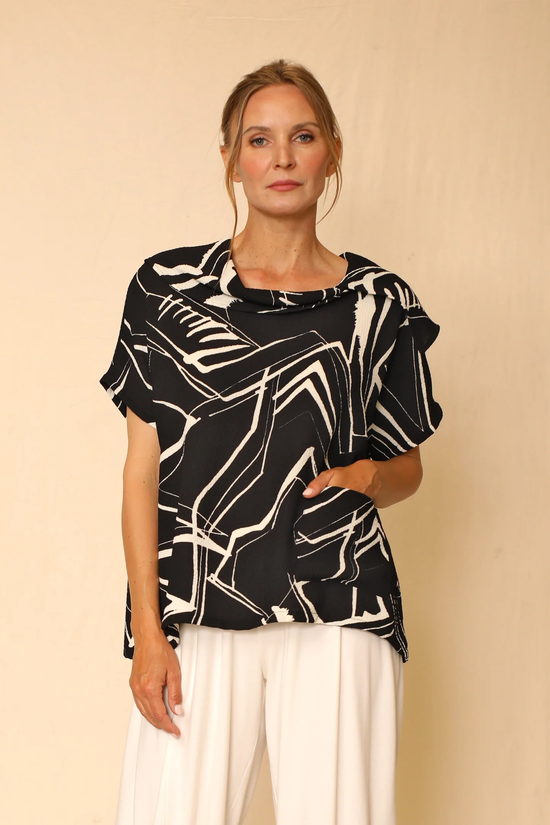 Coal Pattern Short Sleeve Carlota Top