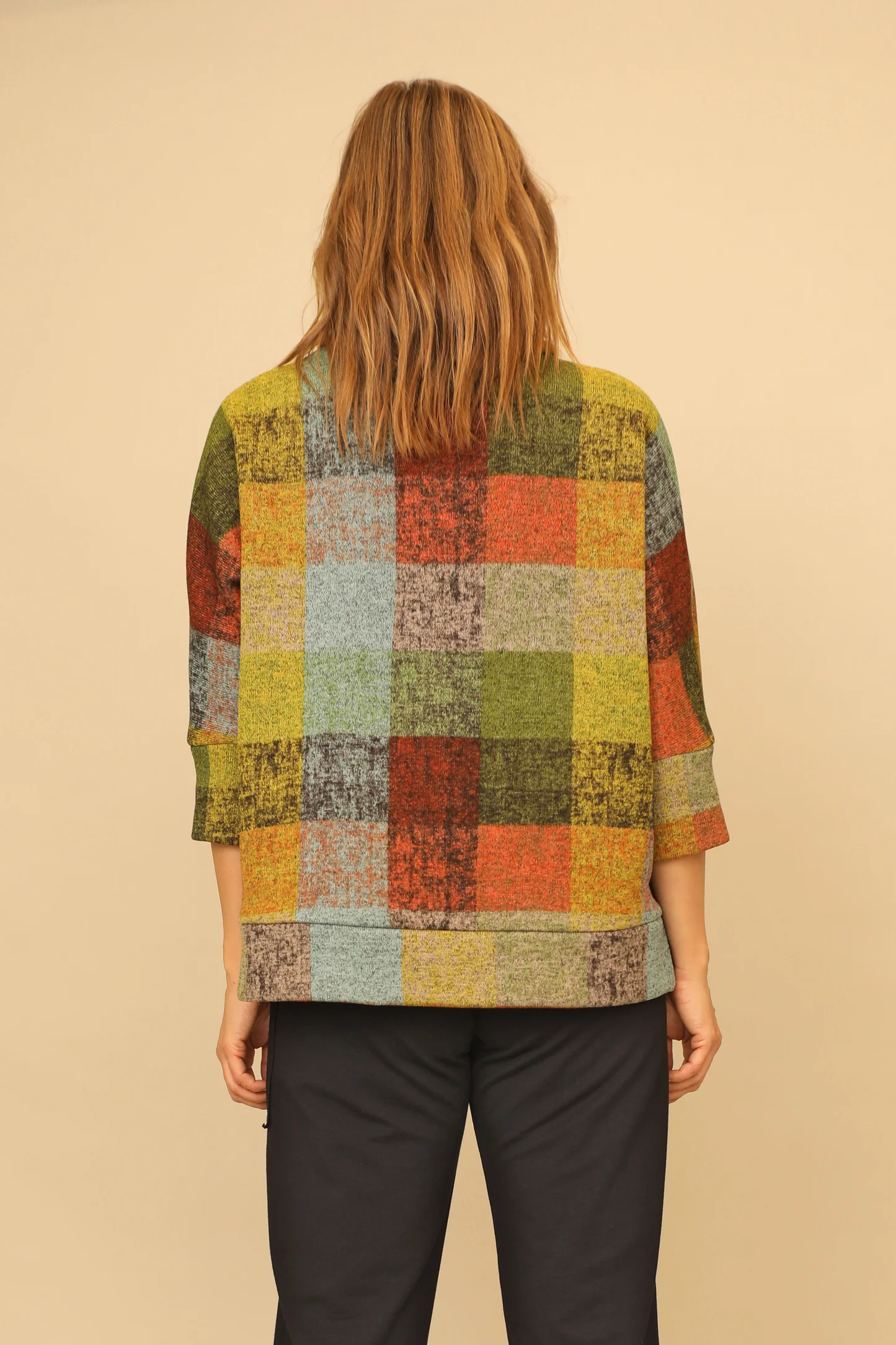 Prairie Fleece Plaid Roll Neck Top