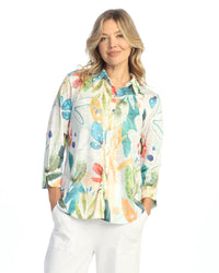 Lemonade Button Down Shirt with 3/4 Cuff Sleeve