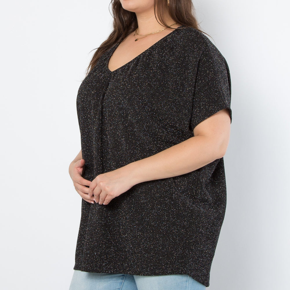 
                  
                    Black Lurex Urban Rib Short Sleeve Dolman Top
                  
                