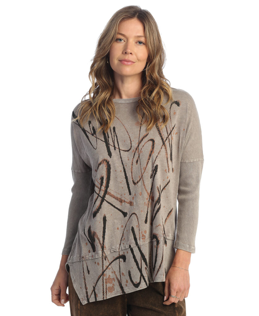 Creativo Mineral Washed 100% Cotton Slub Asymmetric Top