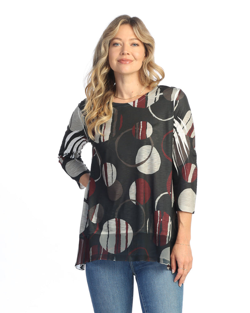 Mocha Dot Pattern Tunic with Chiffon Bottom