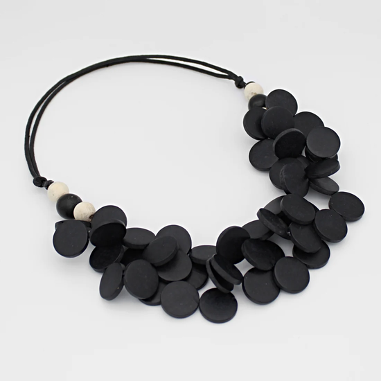 Black Cluster Wood Necklace