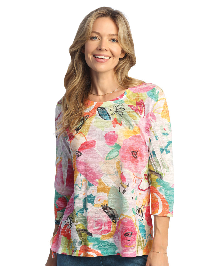 Sangria Floral Burnout Hi-Low Tunic