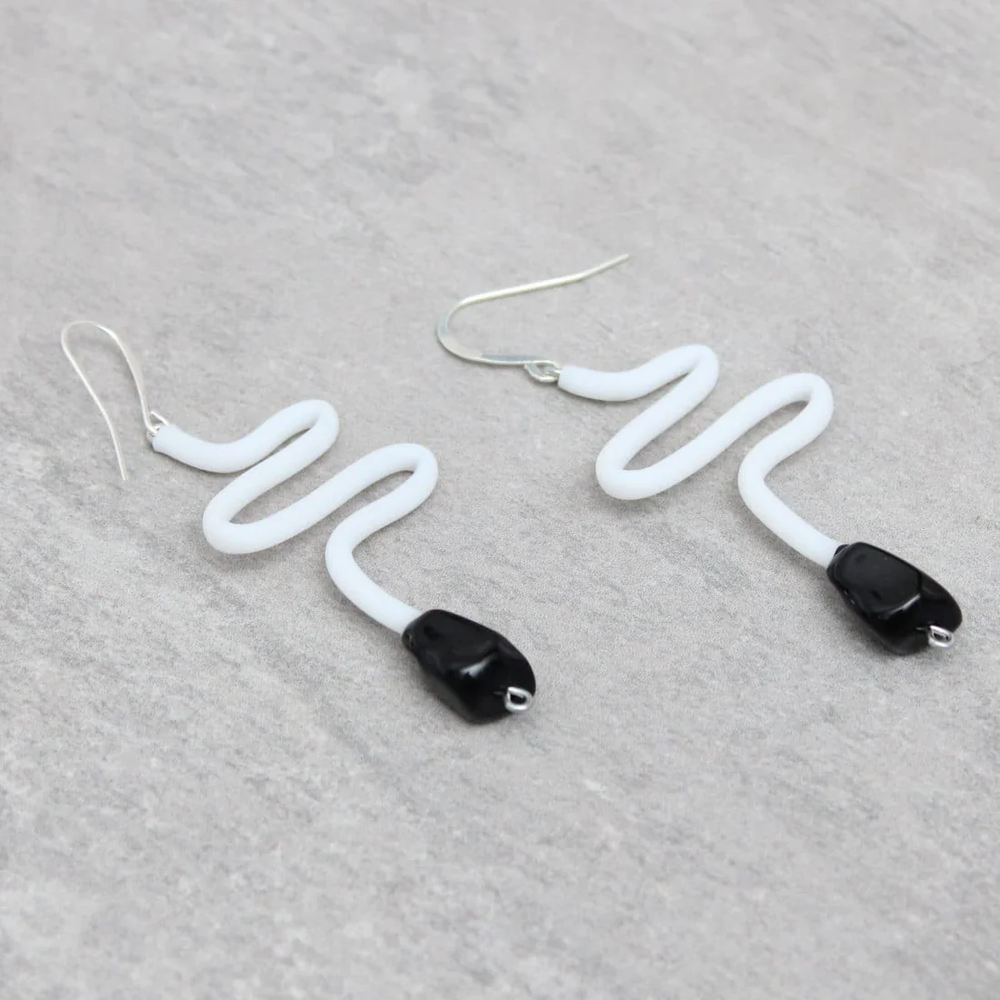 White Olgie Tube Earrings