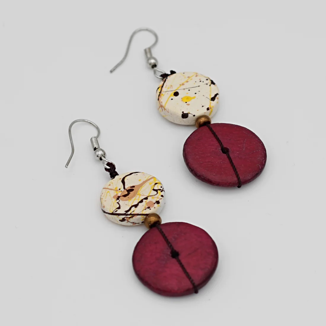 Wooden Splatter Earrings