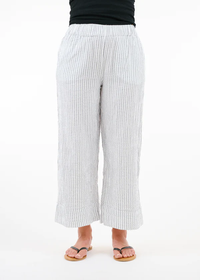 White and Black Stripe Cotton Gauze Pant