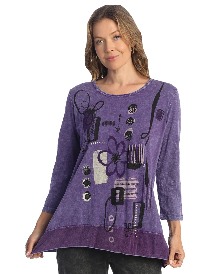 Purple Botany Mineral Washed Top with Georgette Contrast