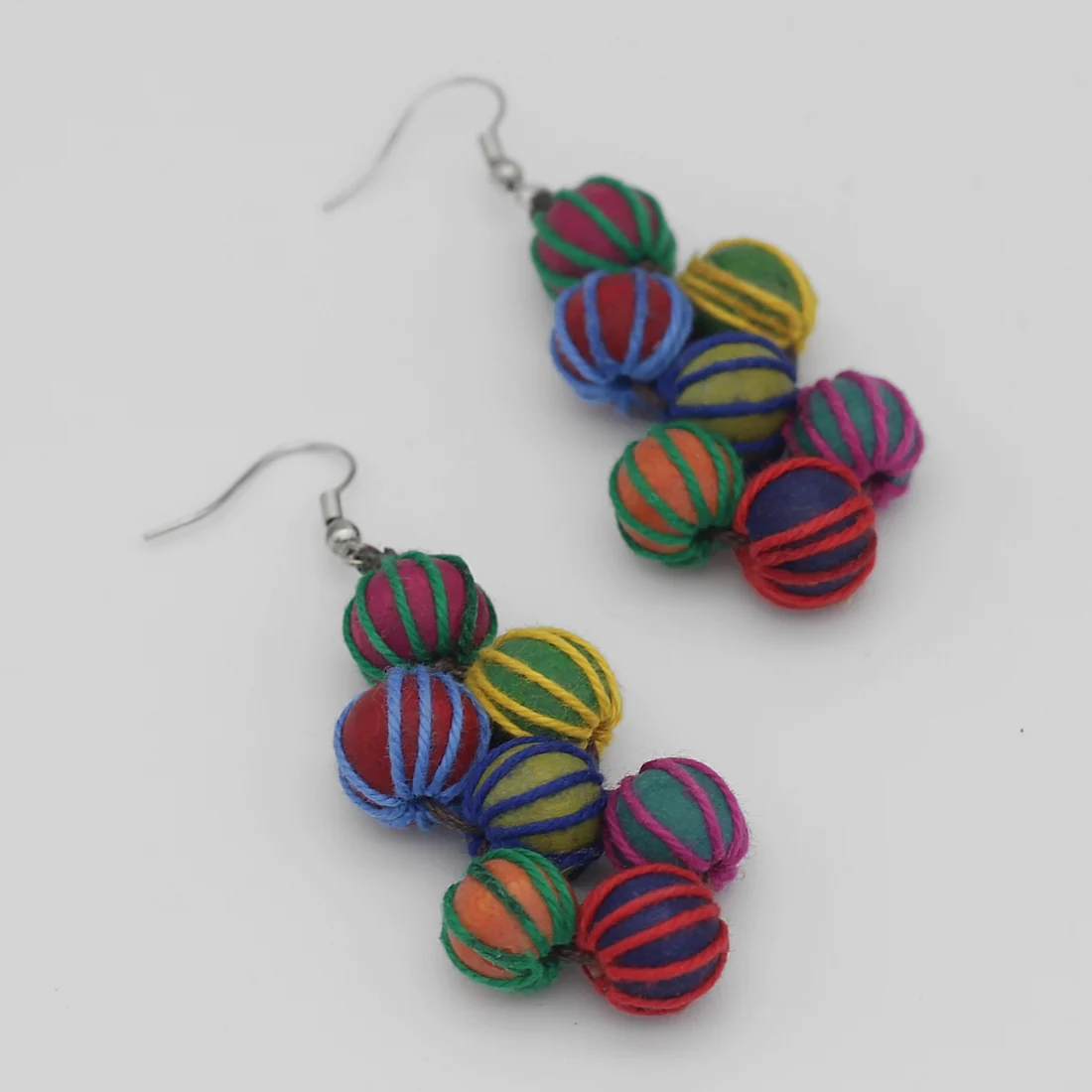 Multicolor Wrapped Bead Earrings