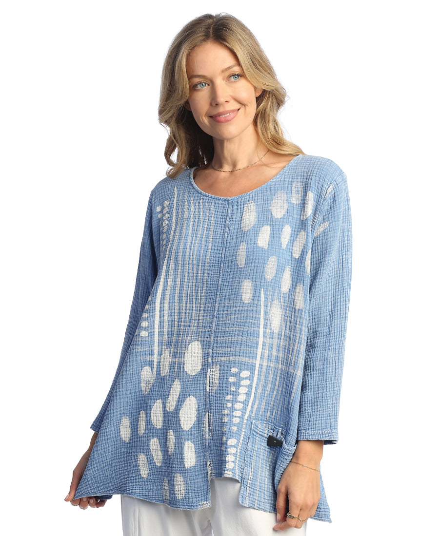 Cornflower Mix Match Double Gauze Tunic with Pocket