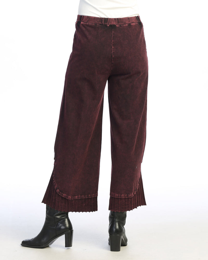 
                  
                    Wine Mineral Washed Wide Leg Pant with Rib Contrast
                  
                