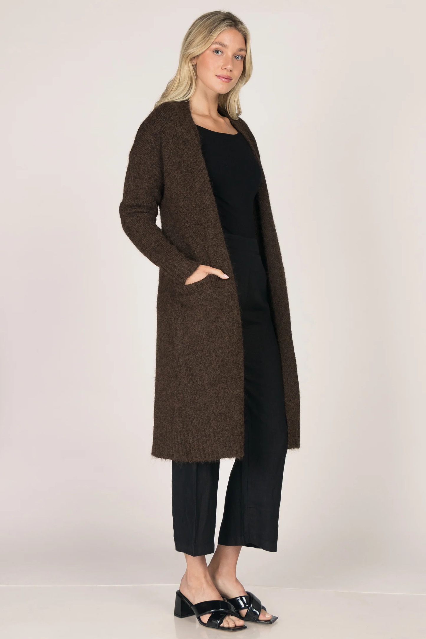 Load image into Gallery viewer, Cognac Brown Long Two Pocket Cardigan
