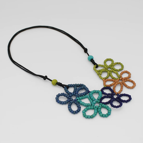 Ocean Beaded Flower Necklace
