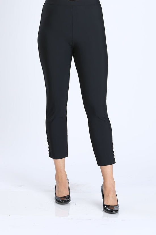 Black Straight Leg Pant with Buttons