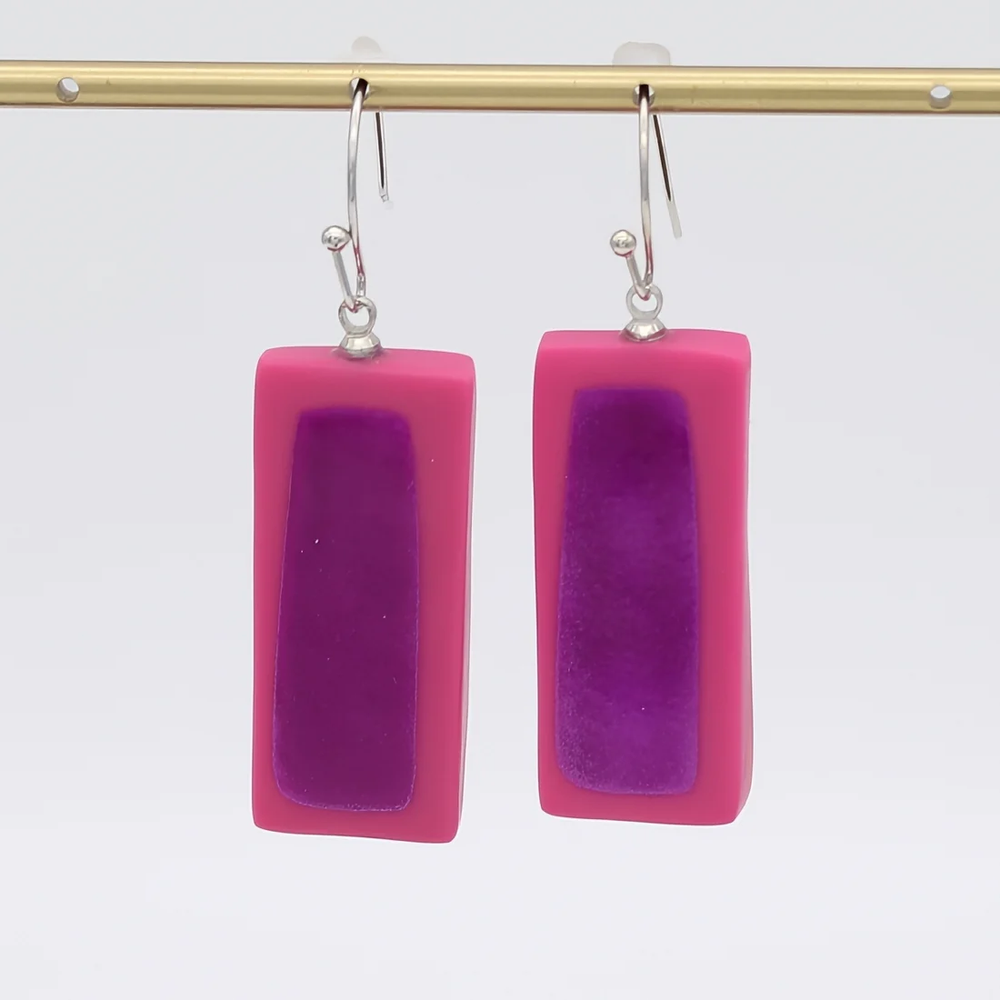 Pink Rectangular Earring