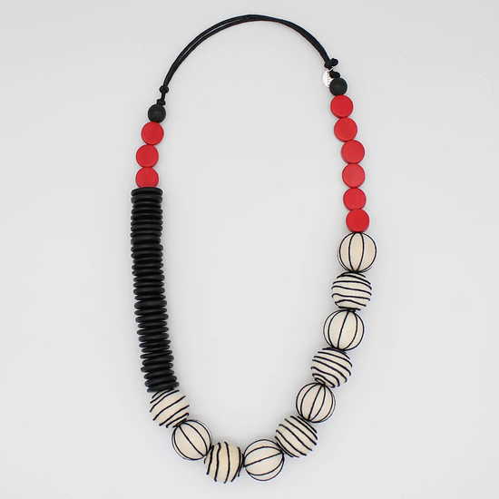 Red Wrapped Beaded Necklace
