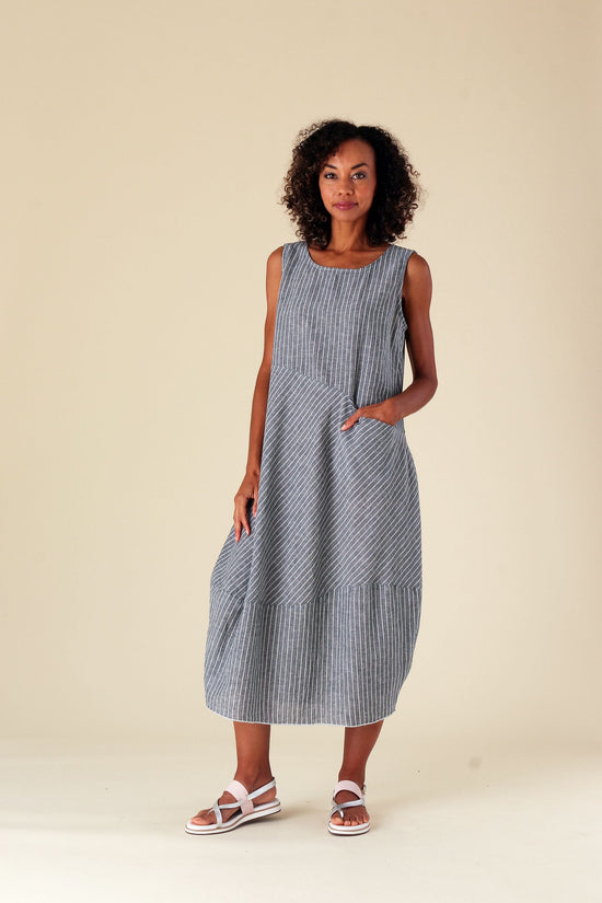 Gray Sleeveless Stripe Dress