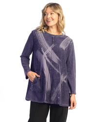 Violet Mineral Wash Tunic with Patch Pockets