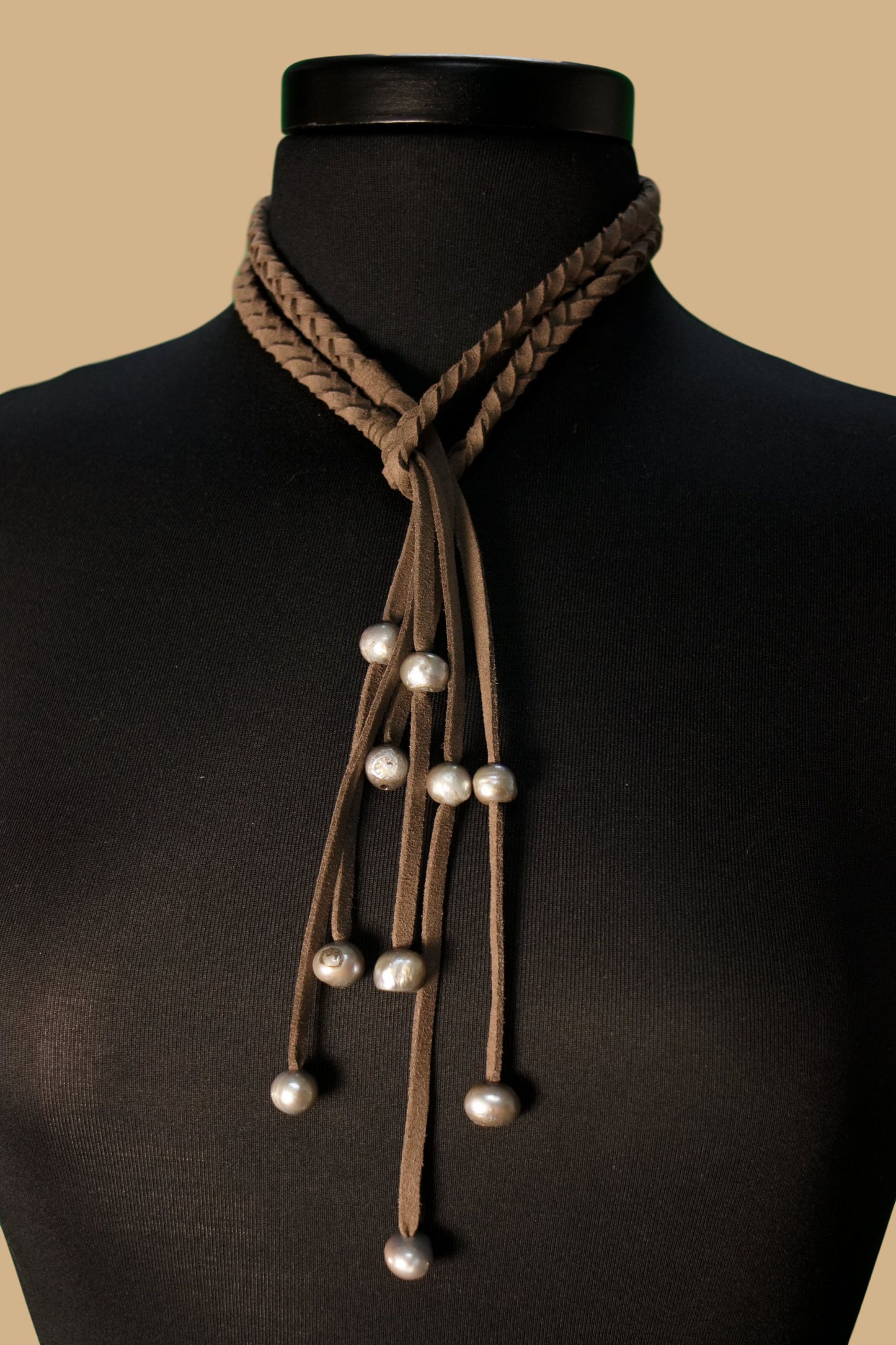 NKL501 Braided Leather Lariet Necklace