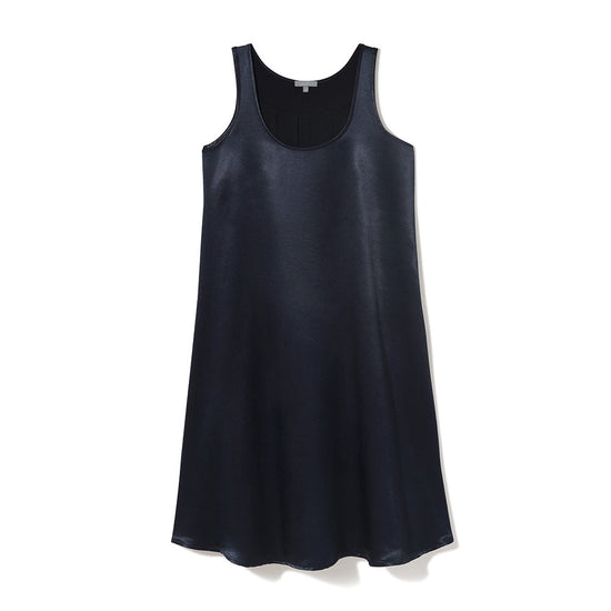 Jessica Satin Nightgown With Pleated Back - Navy