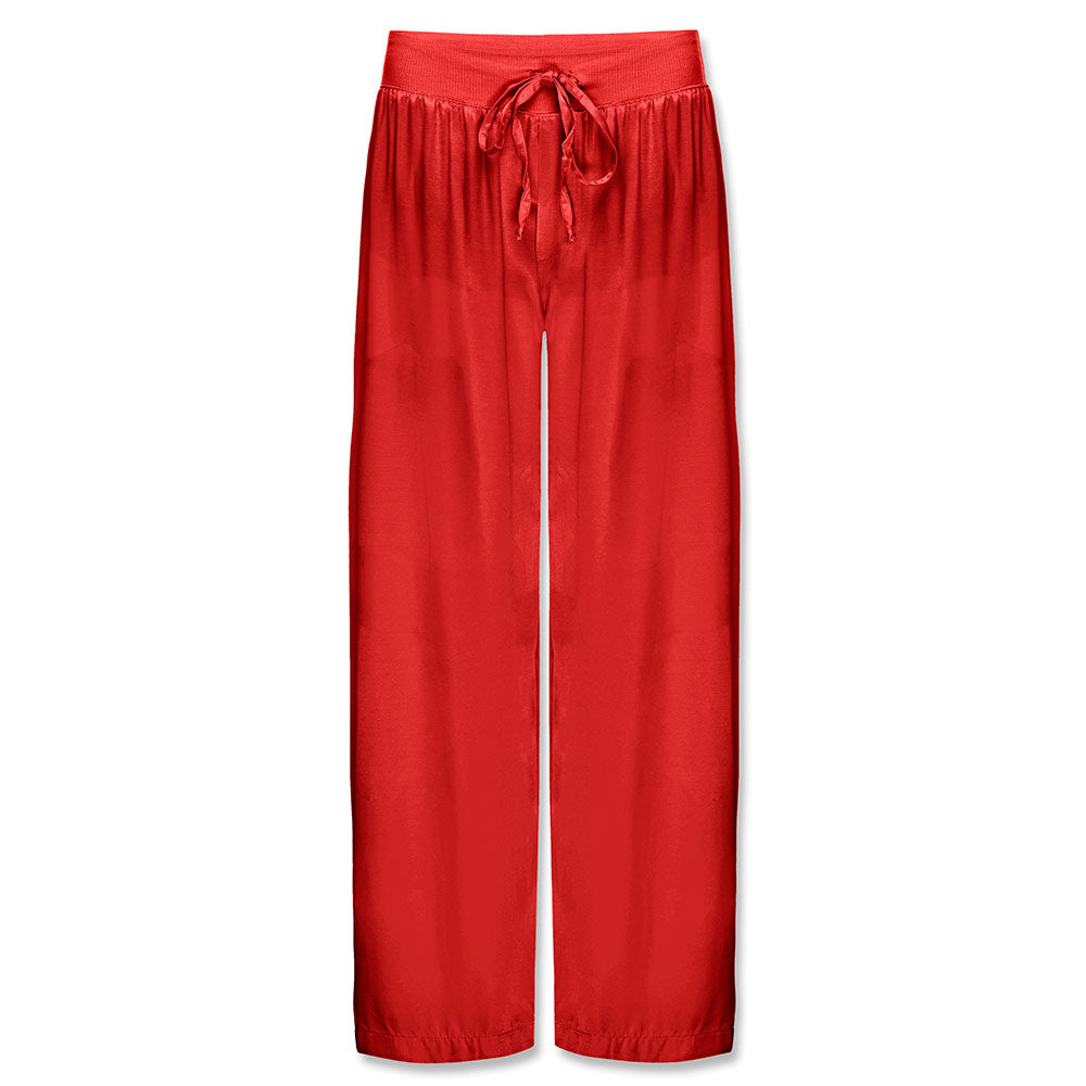 Jolie Satin Capri with Adjustable Drawstring - Red