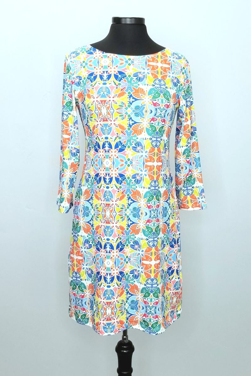 Mosaic Colorful 3/4 Sleeve Dress