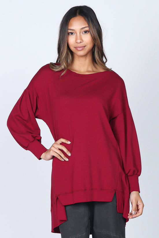 Baby French Terry Tunic with Pleated Sleeves - Pinot