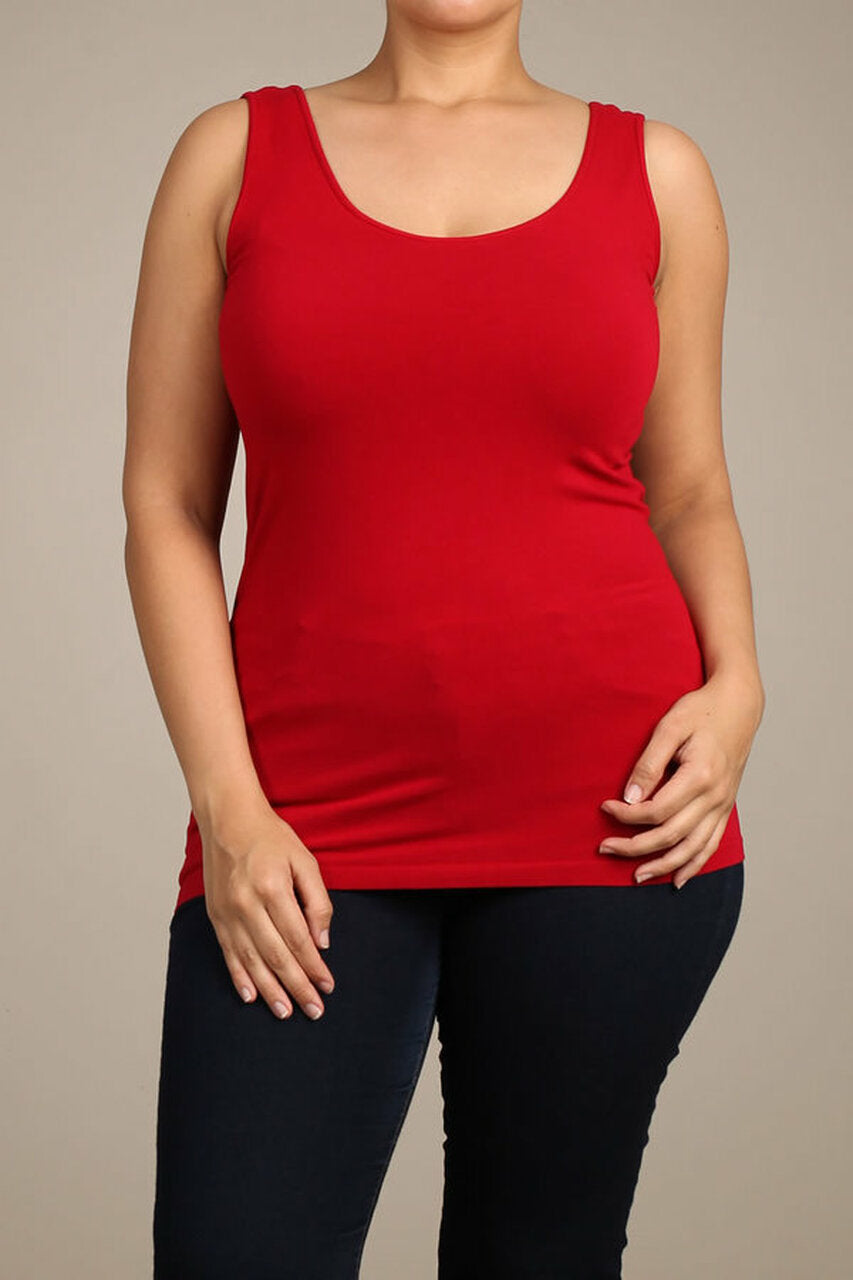 Red Plus Short Sleeveless Extender Tank