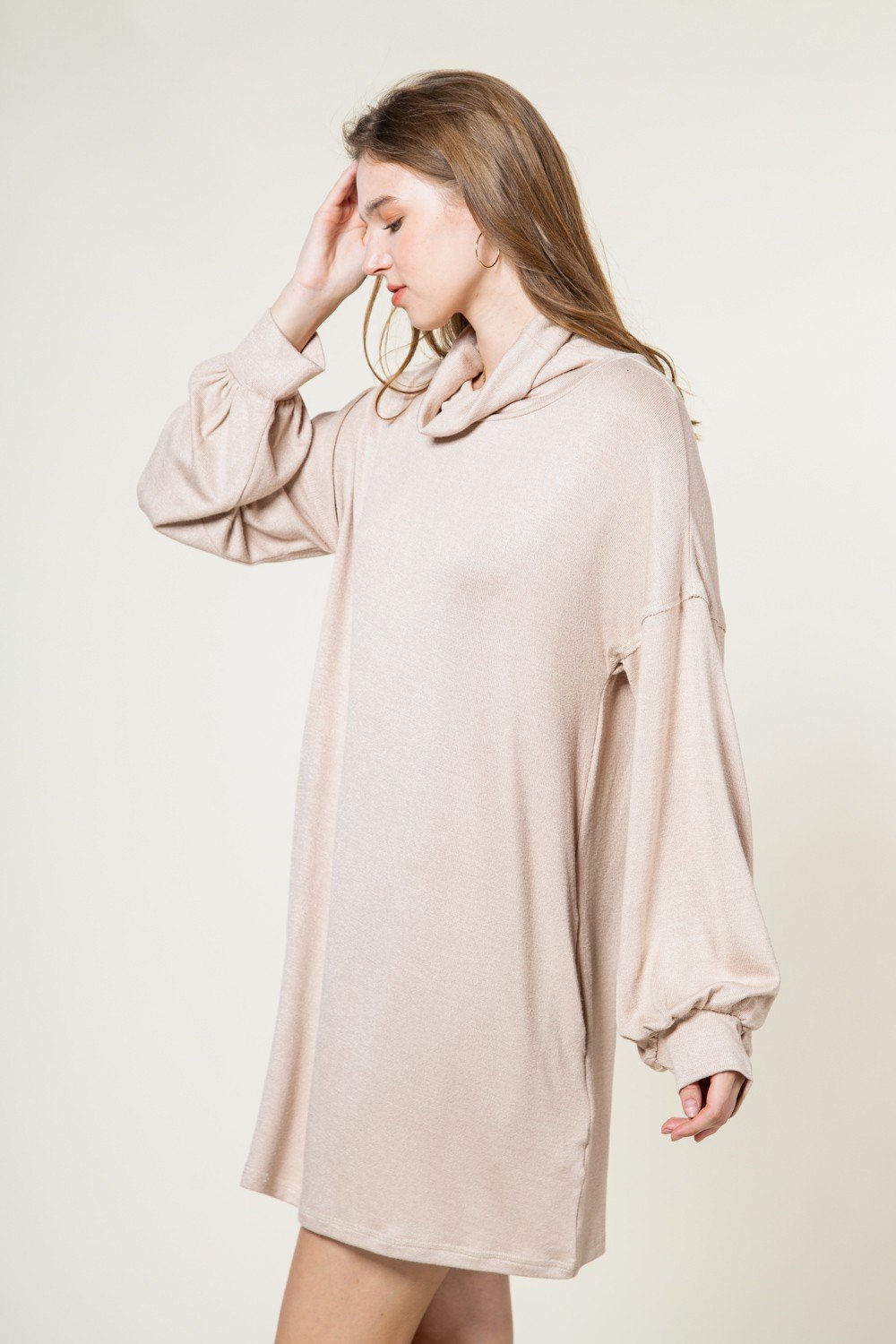 Load image into Gallery viewer, ND30016 Balloon Sleeve Soft Brushed Knit Dress
