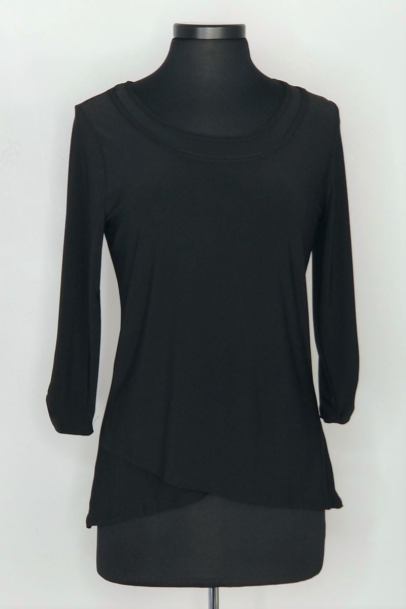 T7119 Scoop Neck Top with Cuffed 3/4 Sleeves