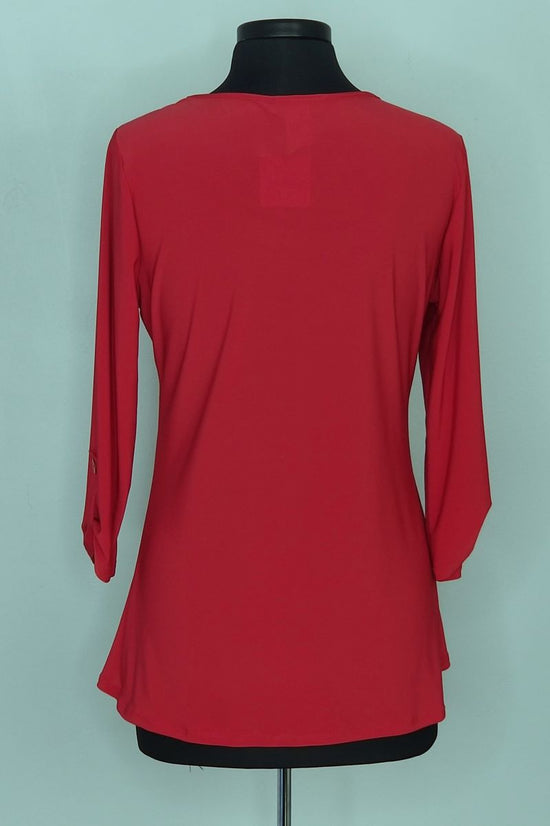 T7119 Scoop Neck Top with Cuffed 3/4 Sleeves