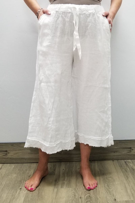 Fringe Linen Pant with Pockets