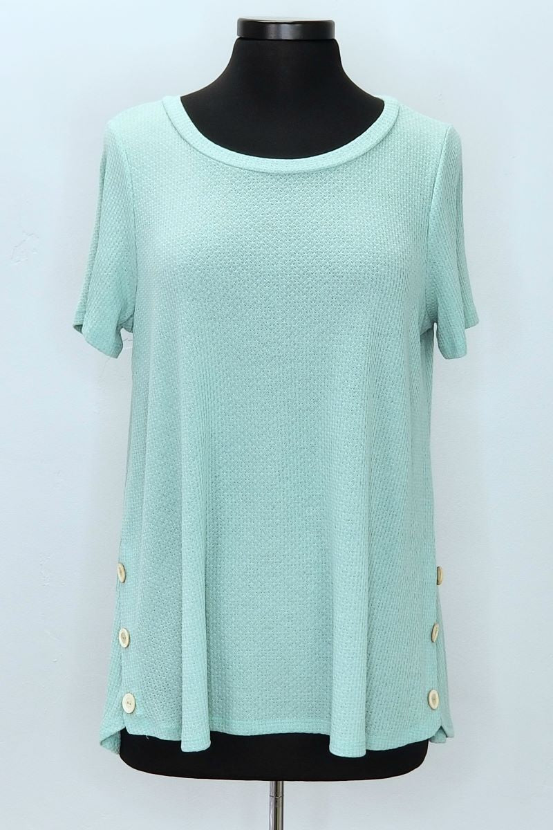 T11327JMHS Round Neck Short Sleeve Top Sage