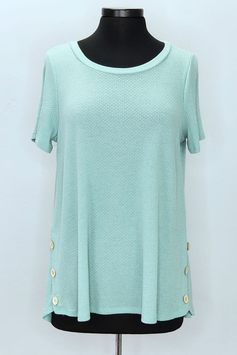 Load image into Gallery viewer, T11327JMHS Round Neck Short Sleeve Top Sage
