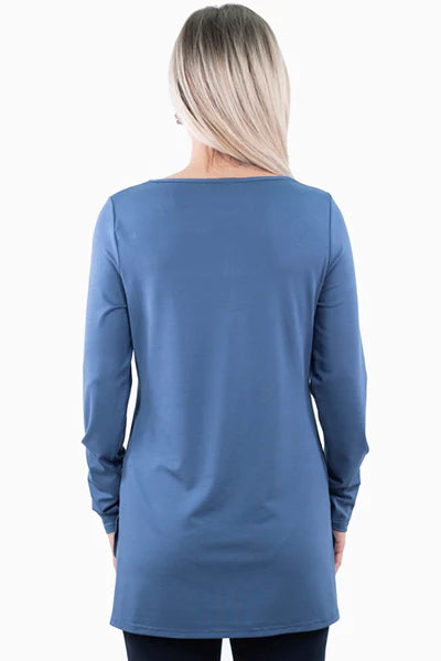Load image into Gallery viewer, Denim Blue V Neck Tunic
