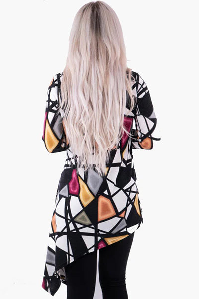 Ivory Black Printed Asymmetrical Tunic