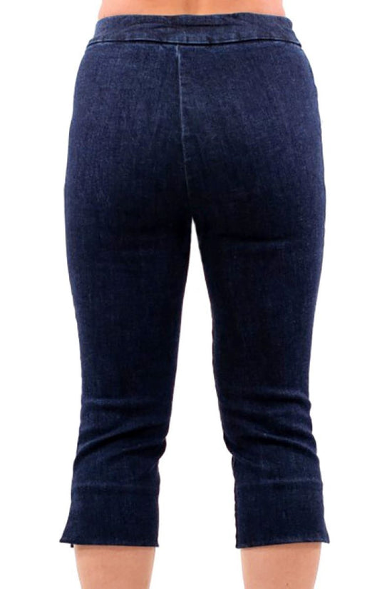 Stretchy Capri Jeans with Pockets - Blue