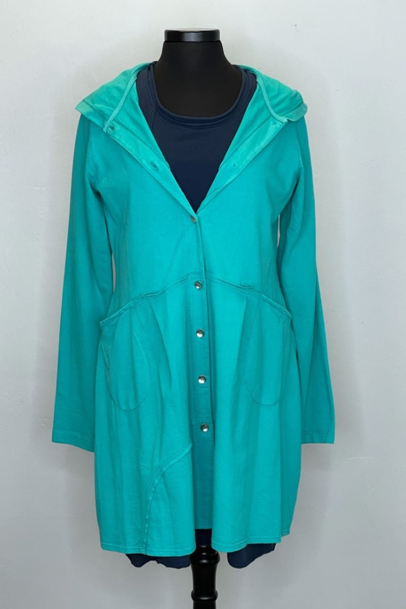 C44861S Button Down Hooded Jacket with Pockets